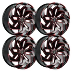 (SET-4) Xcess X04 22X9 5X115 15MM Black Red Wheels Rims Inch New. Price: $1468.00.
