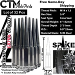 32PC 6" Tall Black M14X1.5 Xl Spike Lug Nut+key Fit F250/F350 RAM2500/RAM3500 New. Price: $96.13.