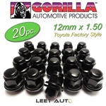 (20PC.) Gorilla Lug Nuts, Black, Toyota Lexus Factory Style, 12X1.5, 73138TBC New. Price: $74.88.