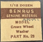 Nos New Benrus Cal. Ar-at Part# 28 Watch Crown Wheel Washer. Price: $11.99.