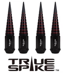 True 124MM 14X1.5 Steel Extended Spiral Spikes Lug Nuts Black Red New. Price: $297.95.