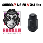 41188BC Gorilla 1/2-20 Heat Treated Black Lug Nut New. Price: $35.00.