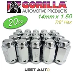 (20PC.) Gorilla Lug Nuts, 14X1.50, Chrome, 7/8" Hex, Duplex Bulge Acorn, 76148HT New. Price: $39.90.