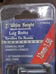 White Knight Lug Bolts Conical Seat 12MM-1.50 Hex 17MM Shank 1.10" New. Price: $11.99.