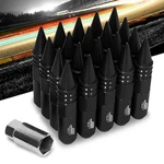 J2 Aluminum Black Open End Acorn+spike Cap M12X1.50 25MM OD/107MM Lug Nuts New. Price: $66.99.
