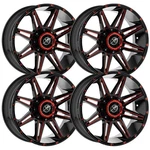 (SET-4) Off-road XF-220 20X9 6X135/6X139.7 0MM Black Red Wheels Rims Inch New. Price: $1356.12.