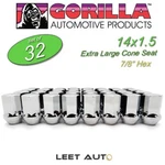 (32PC.) Gorilla Lug Nuts, Factory Style Bulge, 14X1.5, Chrome, 7/8" Hex, 66148FS New. Price: $109.88.