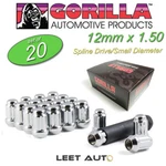 (20) Gorilla Small Diameter Lug Nuts, 12MM 1.50, Chrome, 12X1.5, K5CS-12150GR New. Price: $42.88.