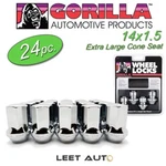 (24PC.) Gorilla Lug Nuts + Wheel Locks, Factory Style Bulge, 14MM X 1.50, Chrome New. Price: $88.88.