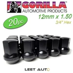 (20)GORILLA Lug Nuts, 12MM 1.5, Factory Style Bulge, Black, 3/4 Hex, 41138FSBC New. Price: $67.88.