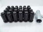 (used) 24 Gorilla Lug Nuts, 14MM 2.00, Black, Spline, Duplex K6TS-14200BGR. Price: $29.00.