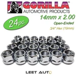 (24PC.) Gorilla Lug Nuts, 14MM 2.00, Open End, Bulge Acorn, 3/4" Hex, 40008 New. Price: $17.88.