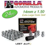 (24PC) Gorilla Wheel Lock Set, Factory Style Bulge, 14MM 1.50, Chrome, 96644DX New. Price: $139.88.