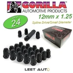 (24) Gorilla Small Diameter Lug Nuts, 12MM X 1.25, Black, Spline, K6CS-12125BGR New. Price: $47.88.