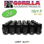 (24) Gorilla Lug Nuts, 12X1.5 Thread, Black, 3/4" Hex 19MM, Bulge Acorn, 41138BC New. Price: $46.88.