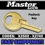 Master Padlock Replacement Key Cut To Your Code X2500 - X2749 New. Price: $7.99.
