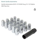 (20) Gorilla Small Diameter Lug Nuts, 12MM 1.50, Chrome, 12X1.5, K5CS-12150GR New. Price: $35.77.