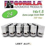 (24PC.) Gorilla Lug Nuts, Factory Style Bulge, 14X1.5, Chrome, 7/8" Hex, 66148FS New. Price: $84.88.