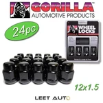 (24PC.) Gorilla Lug Nuts + Wheel Locks Combo, 12X1.5, Bulge Acorn, Black New. Price: $59.88.