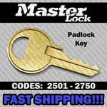 Master Padlock Replacement Key Cut To Your Code 2501 - 2750 New. Price: $7.99.