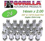 (24)GORILLA Spline Drive Lug Nuts+key 14MM 2.00 Chrome Extra Long K6TS-14200GR New. Price: $34.85.