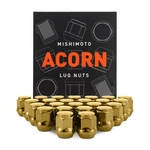 Mishimoto Steel Lug Nuts, M12X1.5, Acorn Seat, 24PC Set, Gold New. Price: $38.95.
