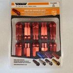Dorman 713-385E Red Open End Knurled Wheel Nuts M12X1.5 Carbon Steel New. Price: $29.99.