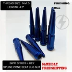 24 Blue 14X1.5 Spline Spike Lug Nuts For Chevy Gmc Silverado Sierra 1500 + Key New. Price: $69.99.