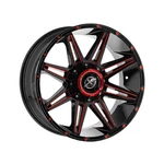 (1) Off-road XF-220 Gloss Black & Red Milled 20X9 8X165.1/8X170 125.2 Hub New. Price: $300.94.