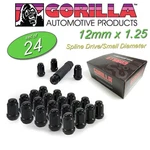 (24) Gorilla Small Diameter Lug Nuts, 12MM X 1.25, Black, Spline, K6CS-12125BGR New. Price: $47.49.