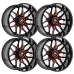 (SET-4) Off-road XF-222 20X9 6X135/6X139.7 0MM Black Red Wheels Rims Inch New. Price: $1356.12.