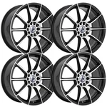 (SET-4) Impact Racing 502 17X7.5 5X100/5X114.3 38MM Black Machined Wheels Rims New. Price: $638.40.