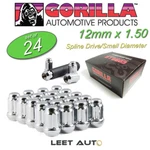 (24) Gorilla Small Diameter Lug Nuts, 12X1.5, Chrome, 12MM 1.50, K6CS-12150GR New. Price: $45.88.
