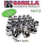 (20) Gorilla Lug Nuts, 14MM 1.50, Chrome, Bulge Acorn, 13/16" Hex 21MM, 91148 New. Price: $34.88.