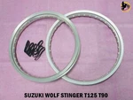 Suzuki Wolf Stinger T125 T90 F+ Aluminium Silver Wheel Rim Set *NAN4419* New. Price: $173.85.