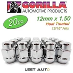 (20PC.) Gorilla Lug Nuts, 12X1.50, Chrome, Heat Treated, Bulge Acorn, 91138HT New. Price: $34.88.