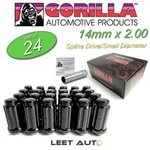 (24) Gorilla Lug Nuts, 14MM 2.00, Black, Spline Drive, Duplex, K6TS-14200BGR New. Price: $59.88.