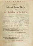 Francis Peck. New Memoirs Of The Life & Poetical Works Mr. John Milton, 1740. Price: $125.00.