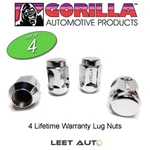 (4PC.) Gorilla Lifetime Warranty Lug Nuts, 14X1.5, Chrome, Bulge Acorn, 61148 New. Price: $21.88.