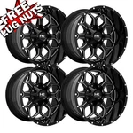 (SET-4) Hardrock Offroad Indestructible 20X9 8X165.1 -19MM Black Milled Wheels New. Price: $1280.00.