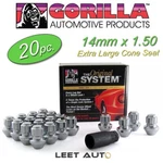 (20PC) Gorilla Wheel Lock Set, Factory Style Bulge, 14MM 1.50, Chrome, 96643DX New. Price: $119.88.