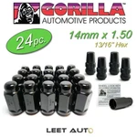 (24PC) Gorilla Lug Nuts + Wheel Locks, Black, 14X1.50, Duplex, Bulge Acorn New. Price: $69.88.