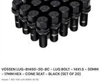 Vossen Wheel Lug Bolts 20 Pack 10.9 Grade M14X1.50 Mm 60DEGREE Black B1450-30 New. Price: $110.00.