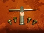 Chrysler Plymouth Dodge Red Mcgard Wire Wheel Cover Key And 4 Lock Complete Set Used. Price: $100.00.
